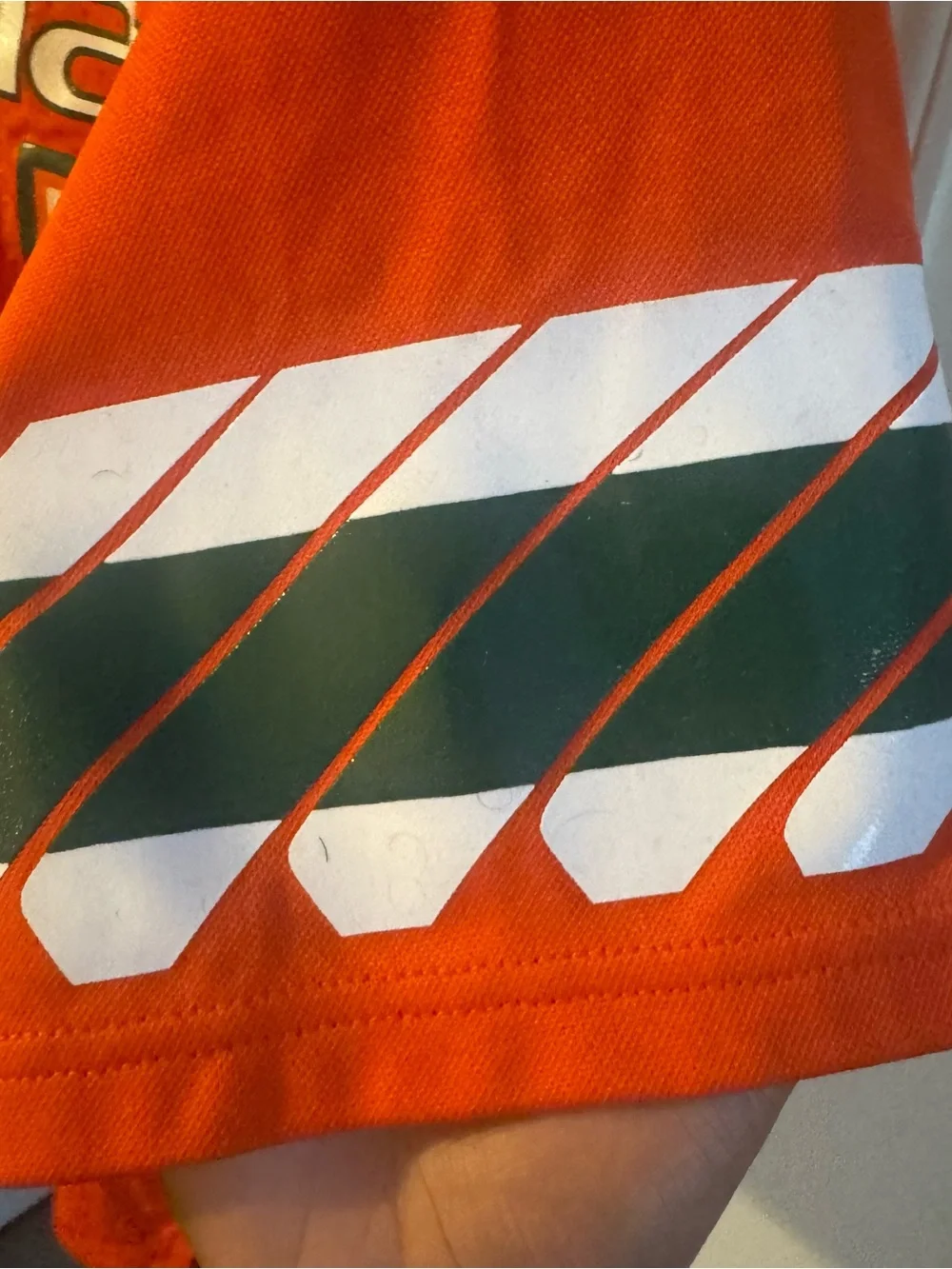 adidas Miami Hurricanes Football Jersey Orange Green White #1 Size L